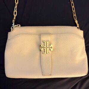 Tory Burch Cream Leather Crossbody Bag